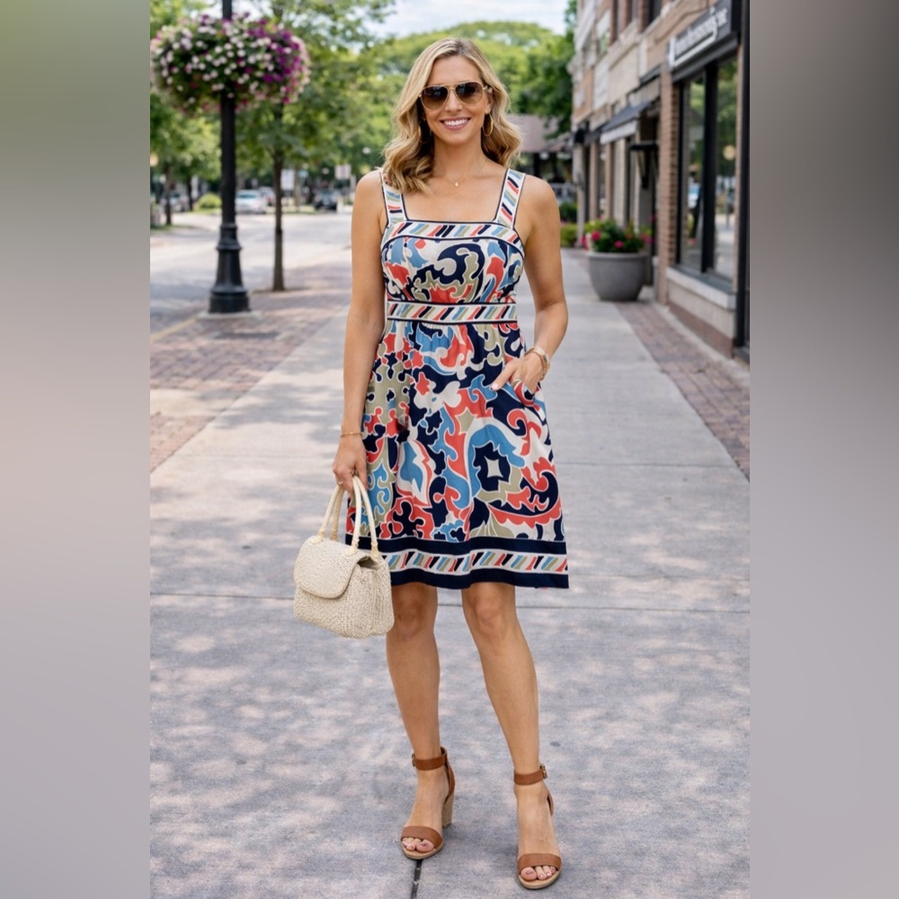 BCBGMaxAZRIA Geometric Print Dress